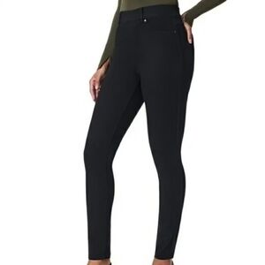 Spanx Ankle Skinny Jeans Stretch High Rise Womens S Pull On Elastic Waist Black